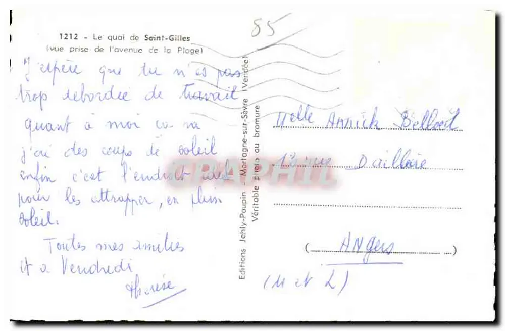 Quai Saint-Gilles — widok z avenue de la Plage — Wydawnictwo Jehly-Poupin - Rewers