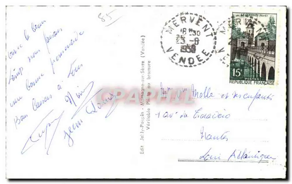 Floresta de Mervent-Vouvant — Lembrete — Edit Jolly-Poupin (Vendée) n°85 - Verso