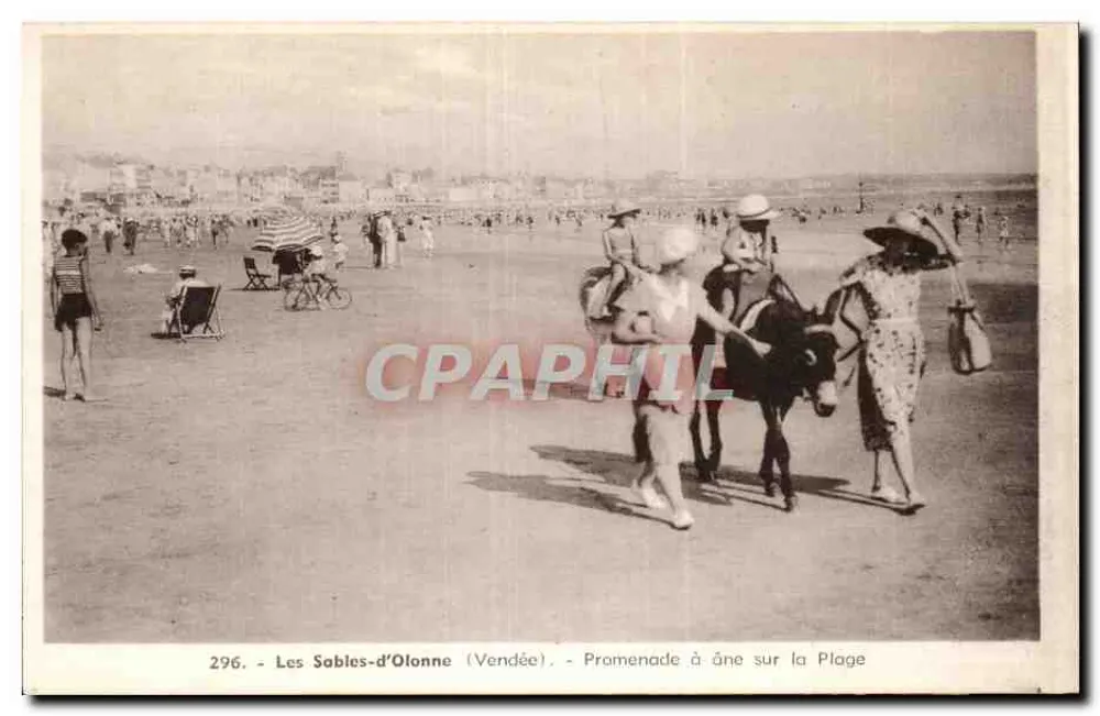 Les Sablès-d'Olonne (Vendée) — Reiten mit dem Esel am Strand — Nr. 296 - Vorderseite