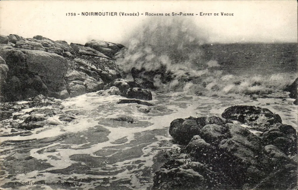 Noirmoutier (Vendée) — Felsen von St-Pierre — Wellenwirkung — Phototypie Vassellier, Nantes - Vorderseite