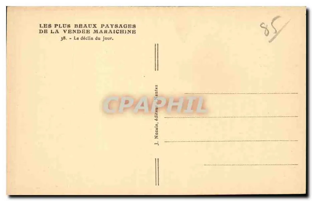Pôr do sol — Vendée Maraichine — J. Nozais, editor Nantes - Verso