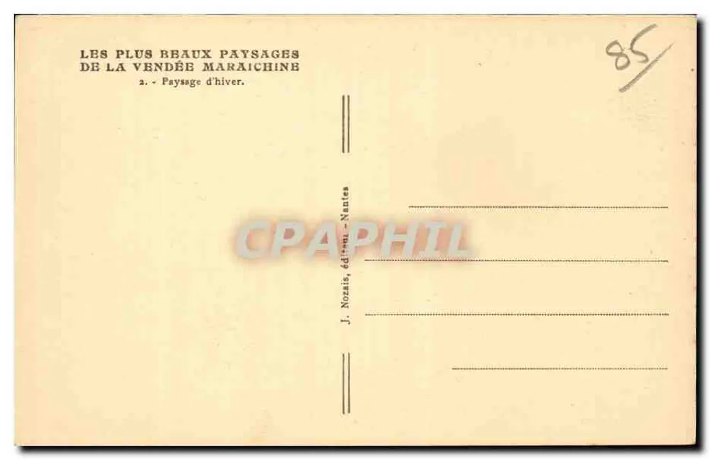 Paisagem de inverno — La Vendée — J. Nozais, editor, Nantes - Verso