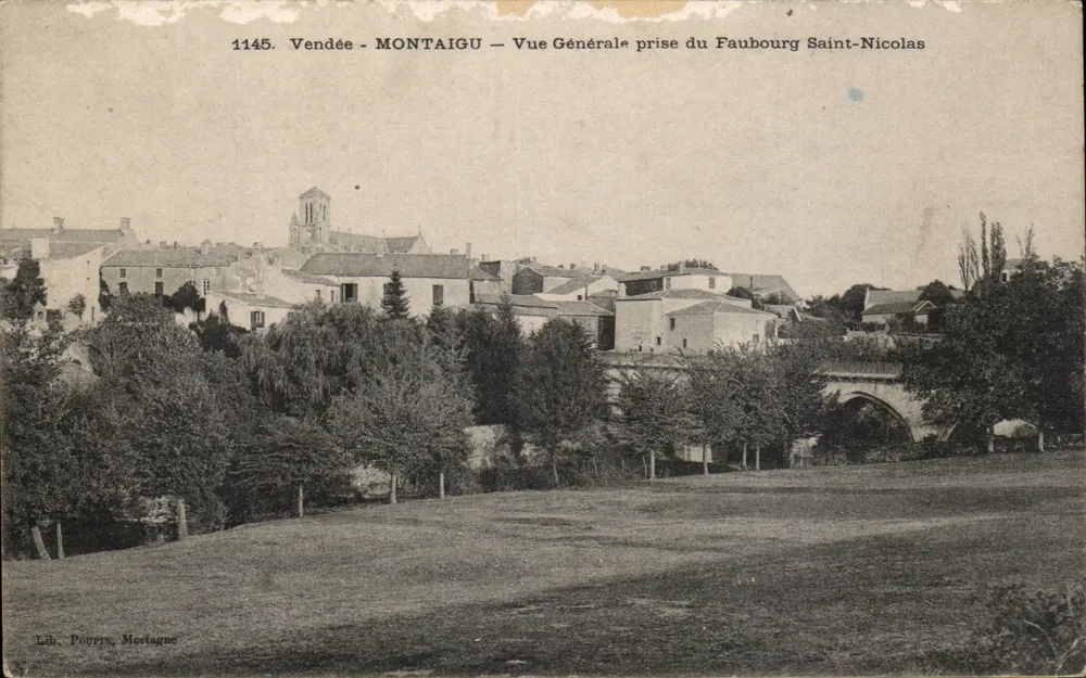 Montaigu - Allgemeiner Blick vom Faubourg Saint-Nicolas — Lib. Poupin, Mortagne - Vorderseite