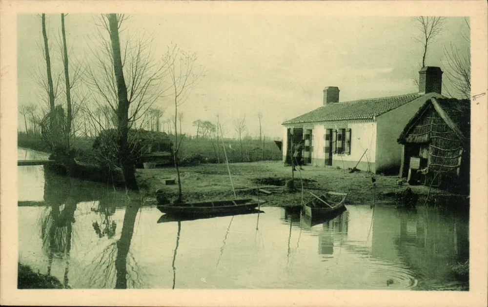 Ein Holzhäuschen mitten im Sumpf — Die Schönsten Landschaften der Vendée-Sumpfregion, n°9 — J. Nozais, Verleger, Nantes - Vorderseite