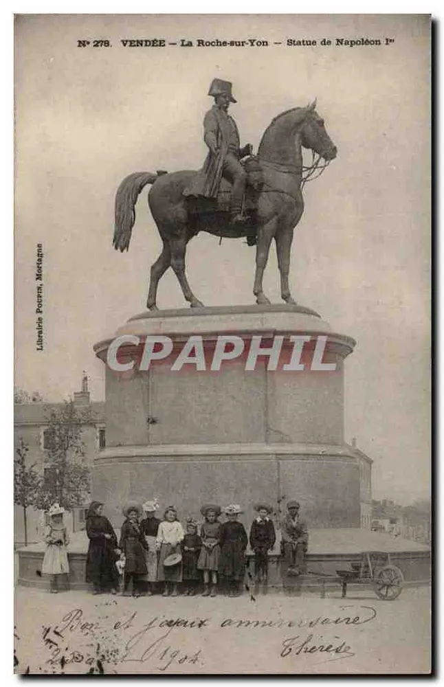 La Roche-sur-Yon — Statua di Napoleone I — Librairie Poizern, Mortemart - Recto
