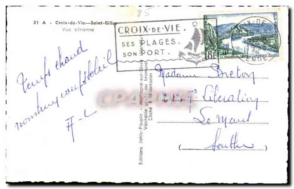 Croix-de-Vie — Luftbild — Seine Strände, sein Hafen — Editions Jehliv-Paupin - Rückseite