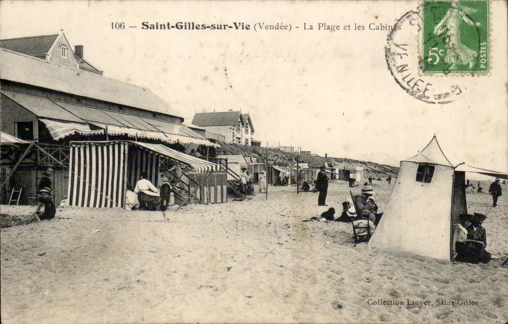 Saint-Gilles-sur-Vie (Vendée) — Die Strand und die Hütten — Sammlung Linyer - Vorderseite