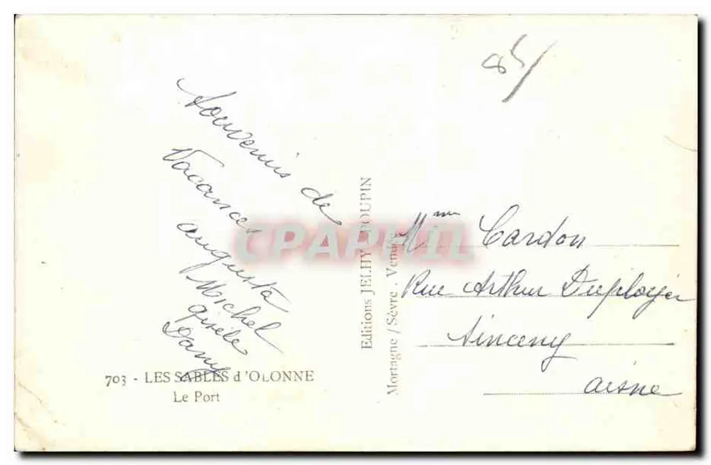 Les Sables d'Olonne — O Porto — Edições Jehly - Verso