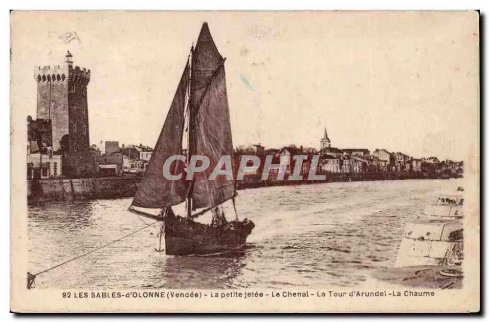 Les Sables-d'Olonne (Vendée) — Die kleine Mole — Der Kanal — Die Tour d'Arundel — La Chaume — Verlag: Prootypie Jehl - Nr. 92 - Vorderseite