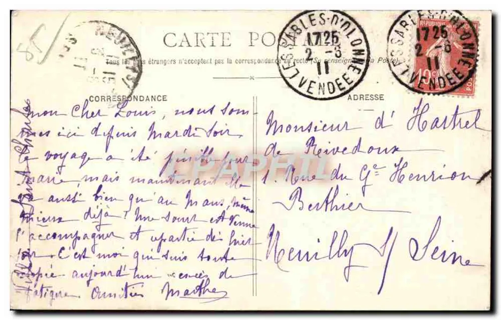 Les Sables-d'Olonne — A Praia — O Remblai — Edição das Novas Galerias — N° 80 - Verso