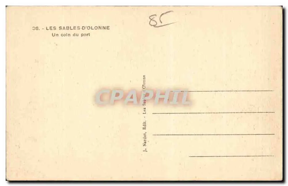 Les Sables-d'Olonne — Ein Eck des Hafens — J. Nardot, Verlag - Rückseite