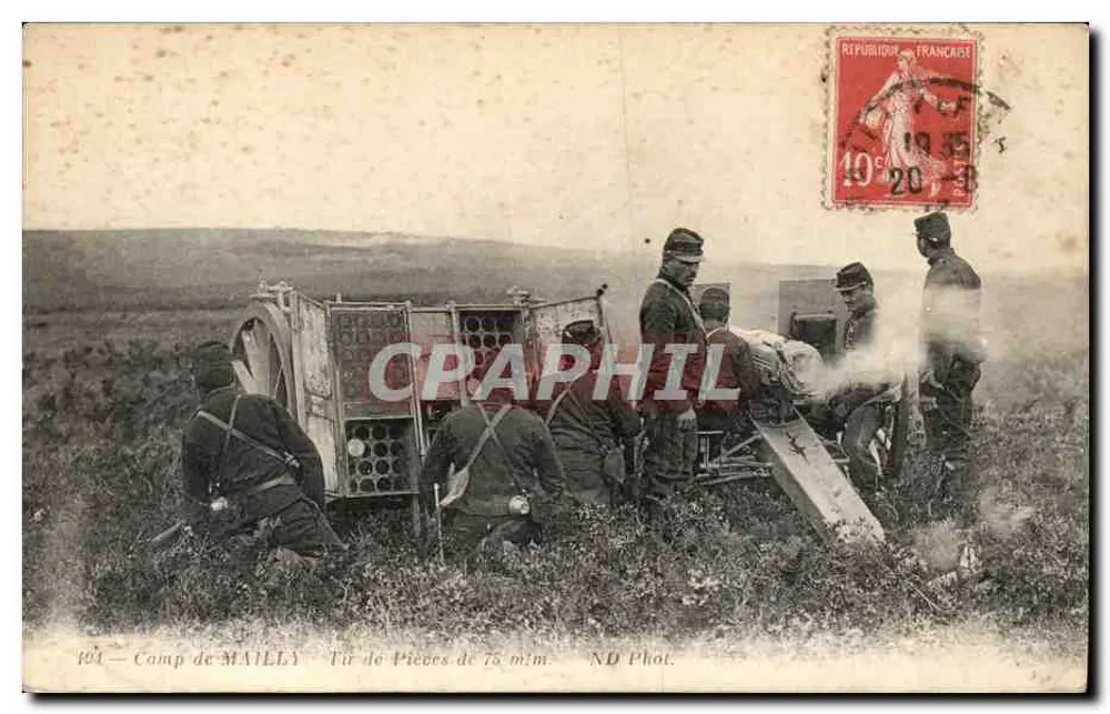 Camp de MAILLY — Schuss mit 75 mm Artillerie — ND Phot. - Vorderseite