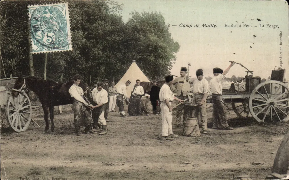 Campamento de Mailly — Escuelas en Llamas — La Forge — Tavie, fot. ed. Beauvais - Anverso