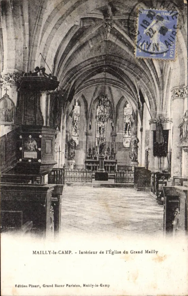 Mailly-le-Camp — Innenansicht der Kirche von Grand Mailly — Edition Pinart, Grand Bazaar Parisien - Vorderseite