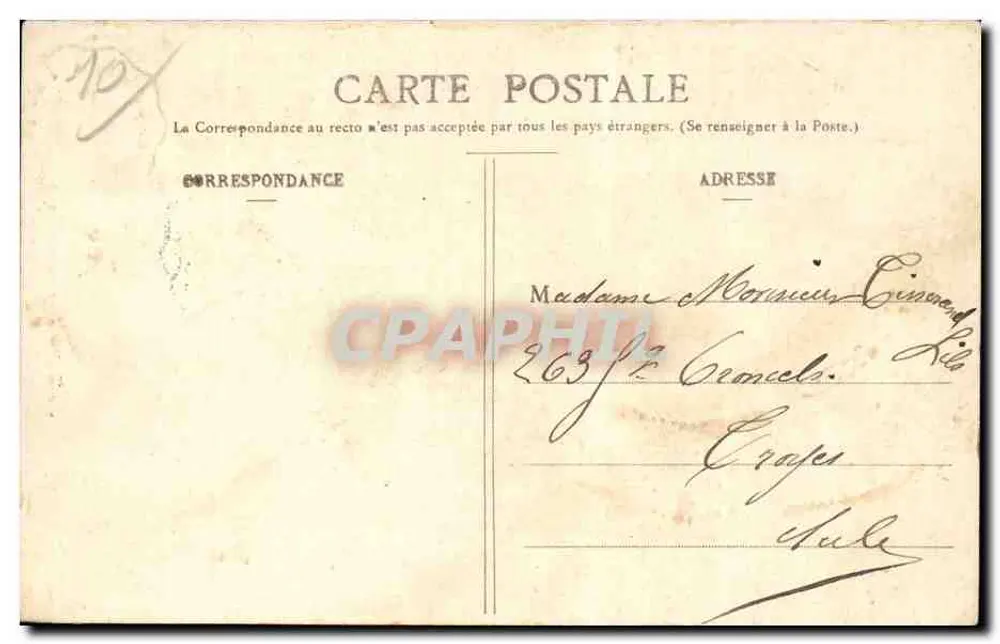 Campo de Maillé — vista decorativa com pássaros — Livraria Militar Guedel, Nîmes - Verso