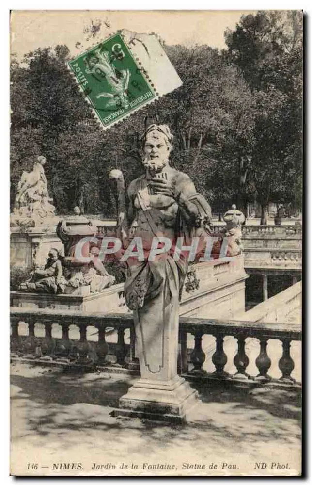 Nîmes — Fontänen-Garten, Statue des Pan — ND Fotografie n°146 - Vorderseite