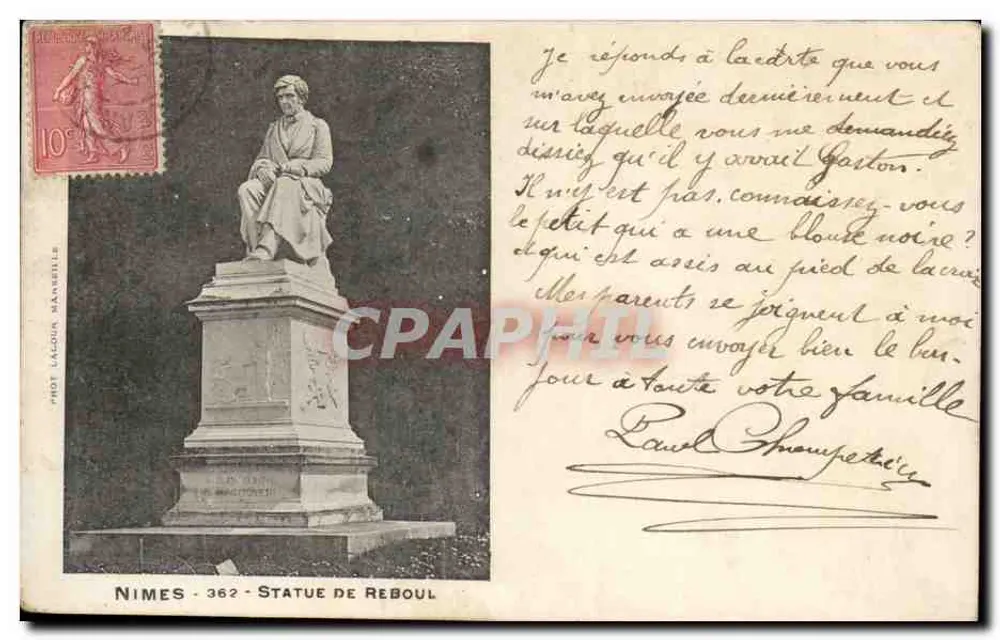 Nîmes - Statua Reboula — fototypia LACOUR MÂNIELLE, nr 362 - Awers