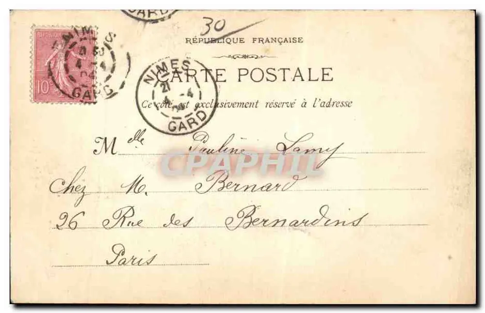 Nîmes - A Estátua de Daudet — Fototipia E. Lacour — Marseille, n°360 - Verso