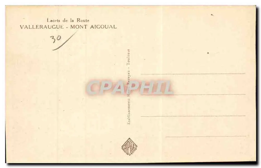 Mont Aigoual — Panoramablick — Verlag: Henri Baudyau-Establishments, Toulouse - Rückseite
