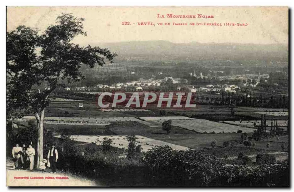 Revel, Blick vom St-Ferréol-Becken (Hte-Garonne) — Die Schwarze Berg — Verlag: Phototype Languedoc Frères, Toulouse, Nr. 222 - Vorderseite