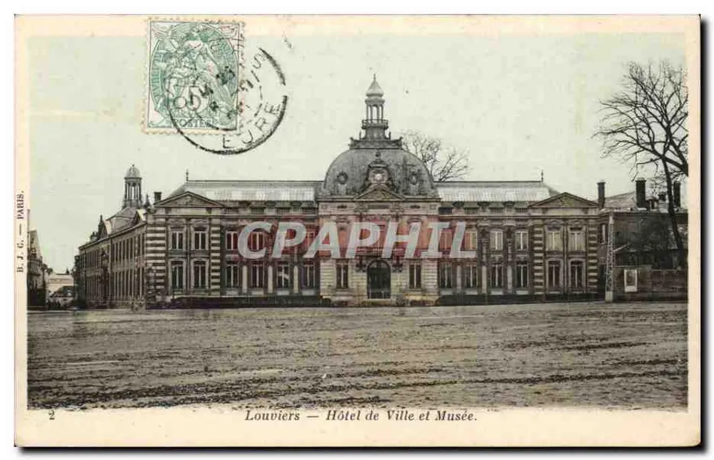 Louvières — Hotel de Cidade e Museu — B. J. C. — PARIS. - Frente