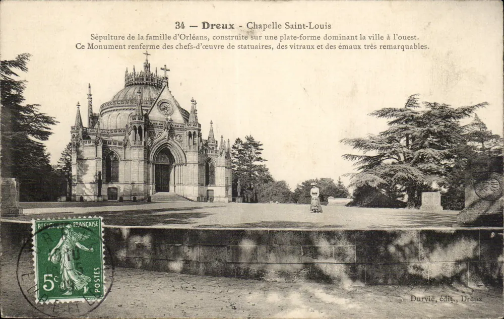 Dreux - Capela de São Luís — Sepultura da família Orleans — Durvie, editor Dreux - Frente