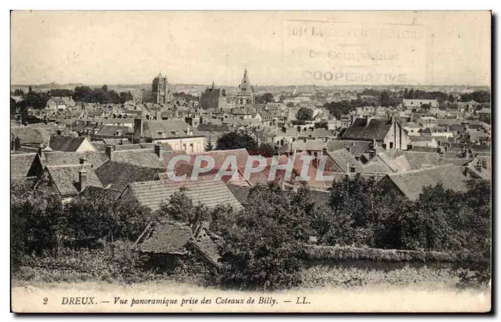 Dreux — Panoramablick von den Coteaux de Billy — LL. - Vorderseite