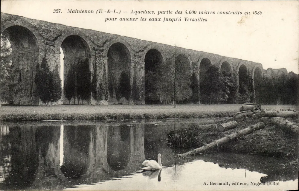 Maintenon (E.-&-L.) — Aqueduto, parte dos 4.600 metros construídos em 1684 para levar as águas até Versailles — A. Berhault, editor, Nogent-le-Roi - Frente