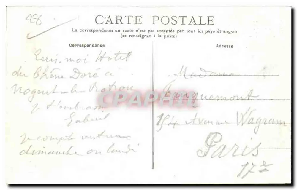 Villebon (Eure-et-Loir) — O Castelo — editor desconhecido, número de série não visível - Verso