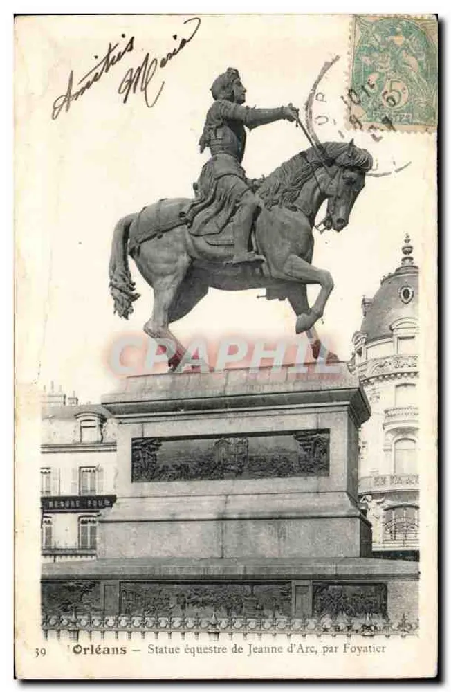 Orléans — Reitstatue der Jeanne d'Arc, von Foyatier - Vorderseite