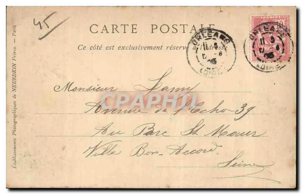 Orléans — Perspektive der Straßen Bannier und der République — Collections ND Phot n°37 - Rückseite