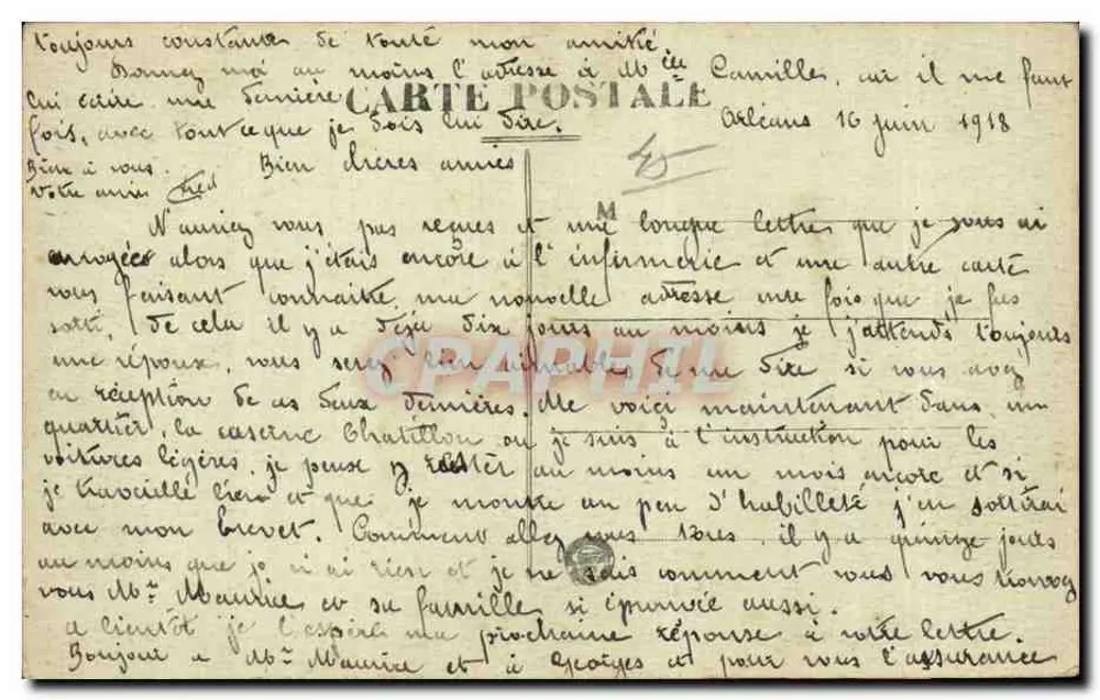 Orléans — Statue der Jeanne d'Arc, von Foyatier — Die beiden Rotondas — Ausgabe H. C. Nr. 482 - Rückseite