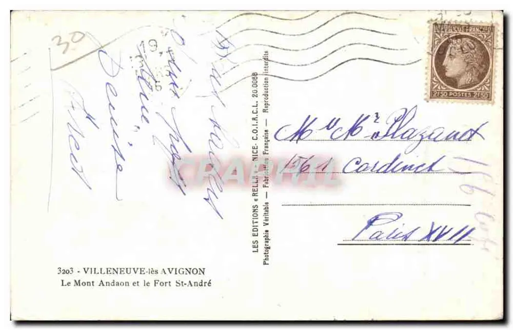Berg Andaon und Festung Saint-André — Éditions Rella — Nr. 3203 - Rückseite