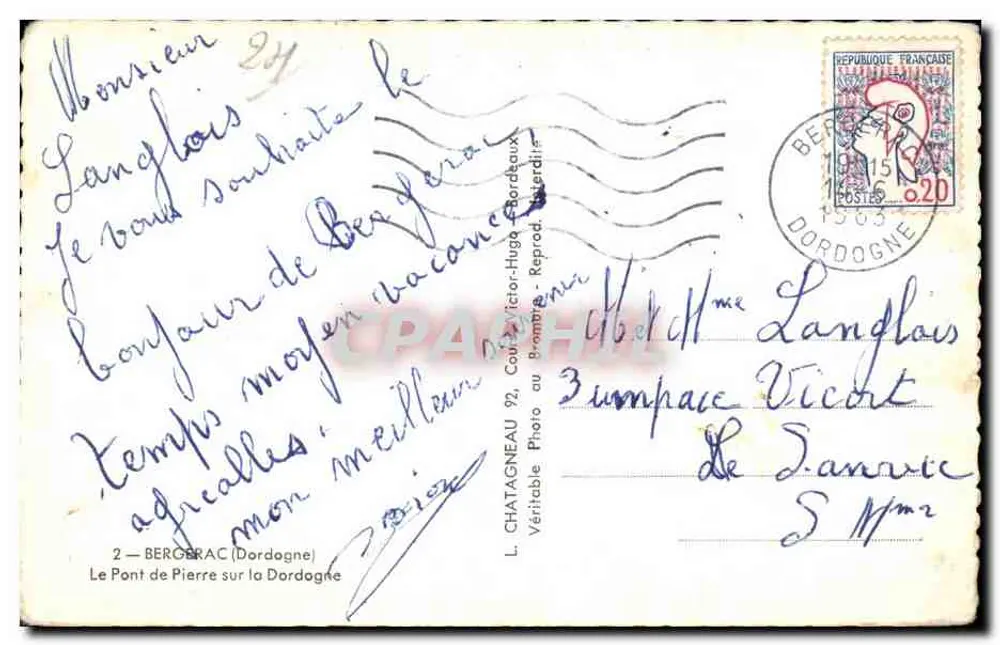 Bergerac — Perle der Dordogne — L. Chatagneau, n°2 - Rückseite