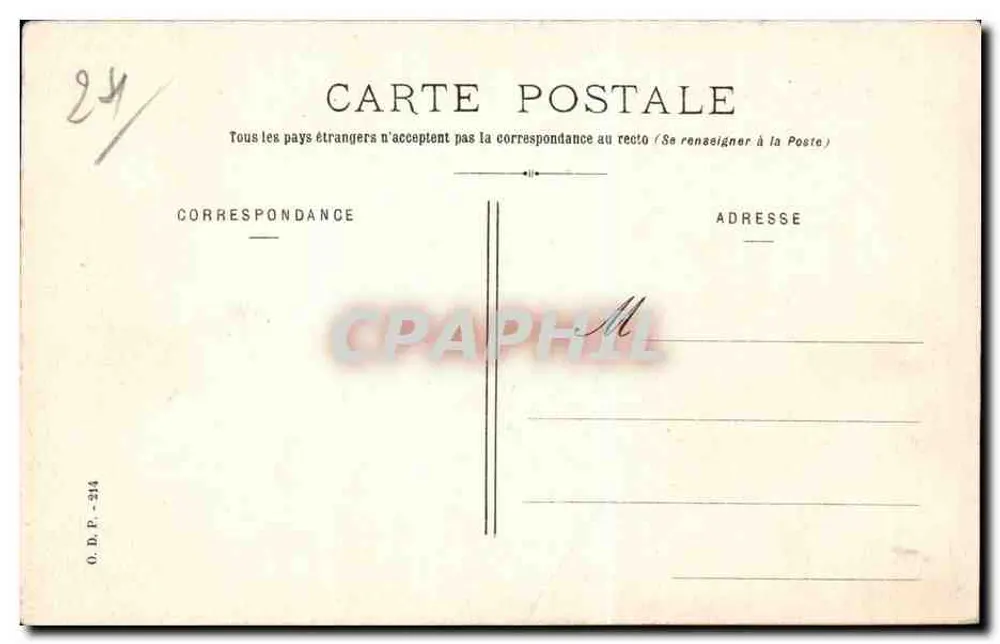 Bergerac - De Brug gezien vanaf de bovenkant — uitgever O.D.P. n°214 - Achterkant