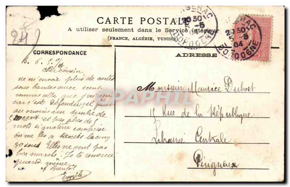 Bergerac — Überschwemmung der Kai, 18. Februar 1904 — A. Astruc, fot., Verlag Bergerac - Rückseite