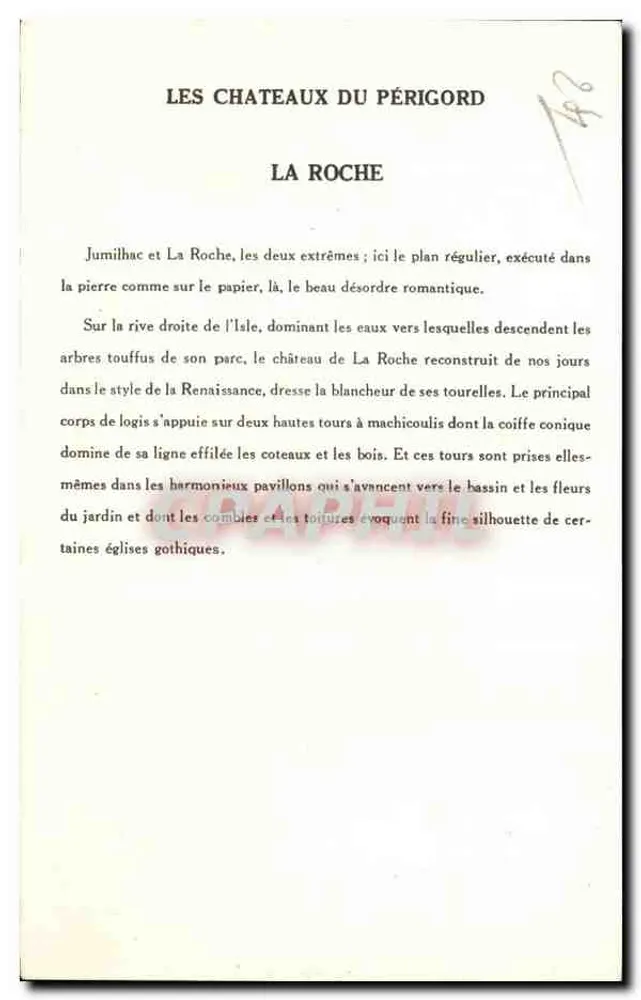 La Roche — Castelos do Périgord — Coleção da Solution Pauruberc - Verso