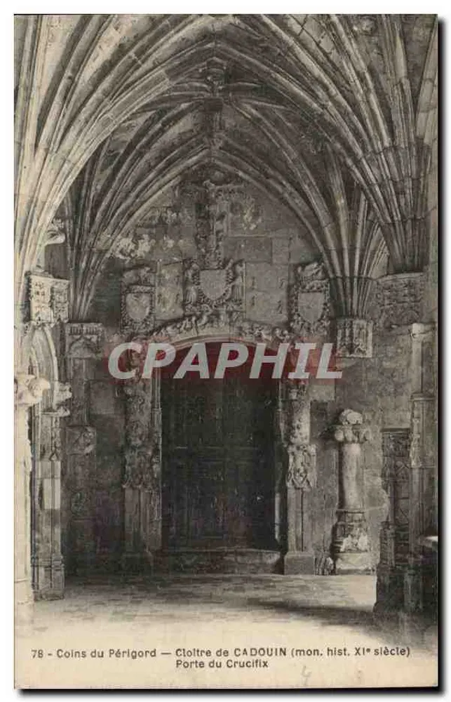 Cloître de CADOUIN — Porte du Crucifix (mon. hist. XIe siècle) — Coins du Périgord - Anverso