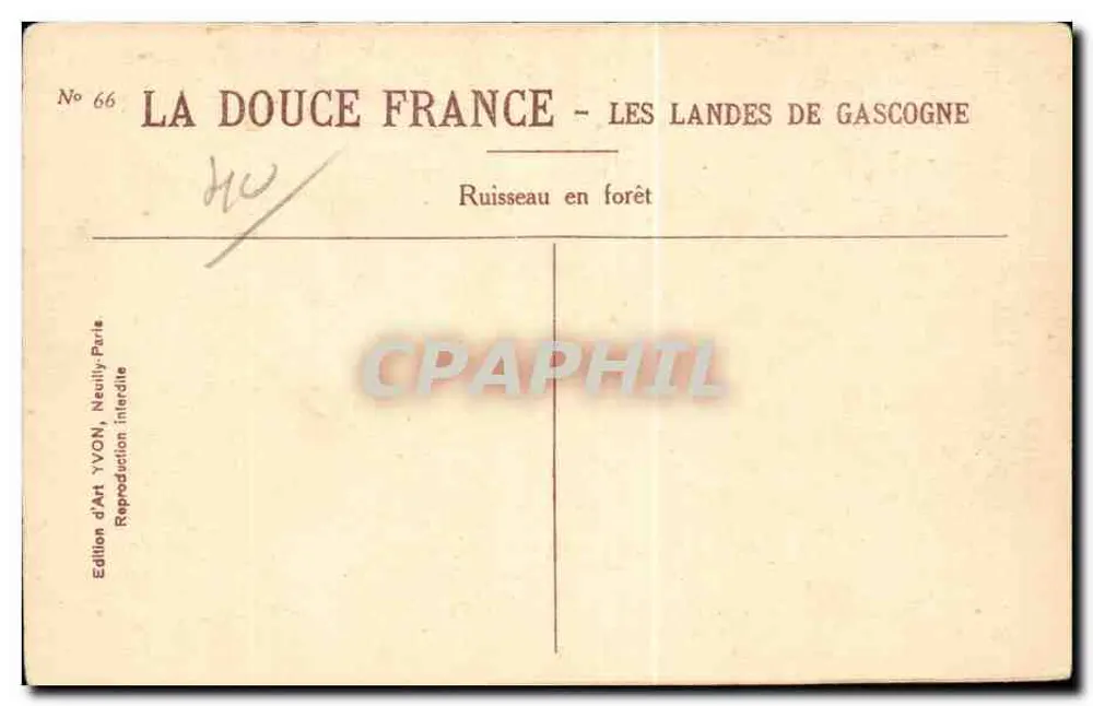 Riossela na floresta — Les Landes de Gascogne — Edição de Arte YVON - Verso