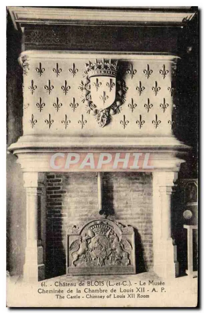 Château de Blois - Kamin der Kammer von Louis XII - Museum - Vorderseite