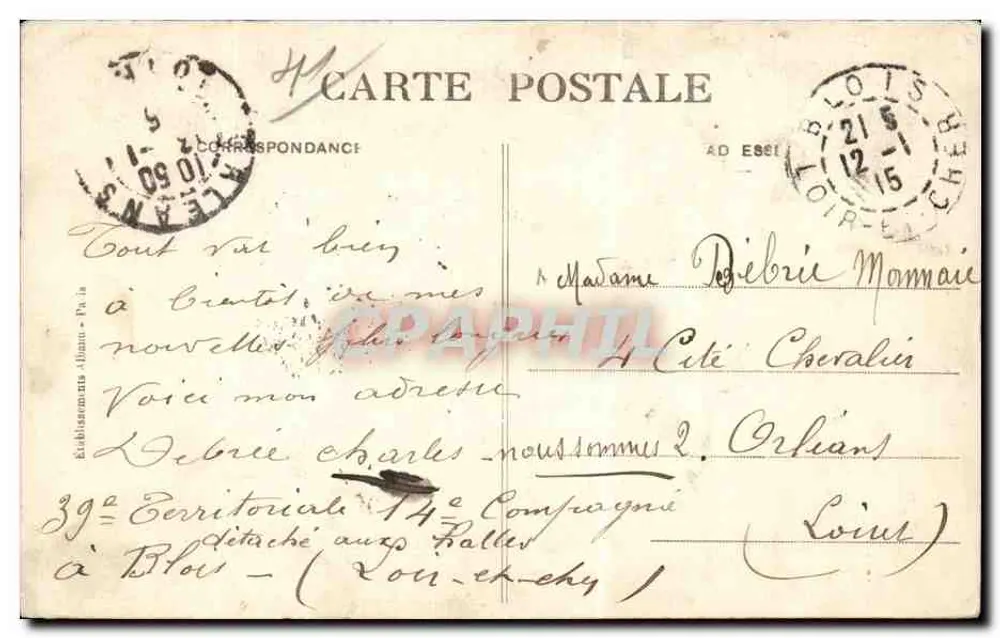 Blois — Igreja de São Vicente de Paulo e Praça Victor-Hugo — E.A. n°120 - Verso