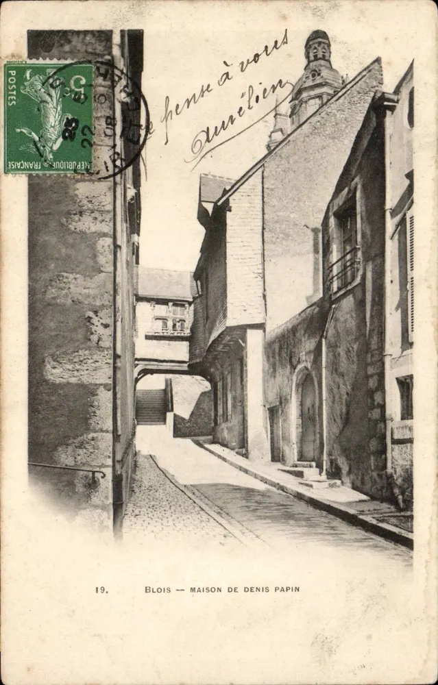 Blois — casa de Denis Papin — editor A. Roger Frères, n°19 - Frente