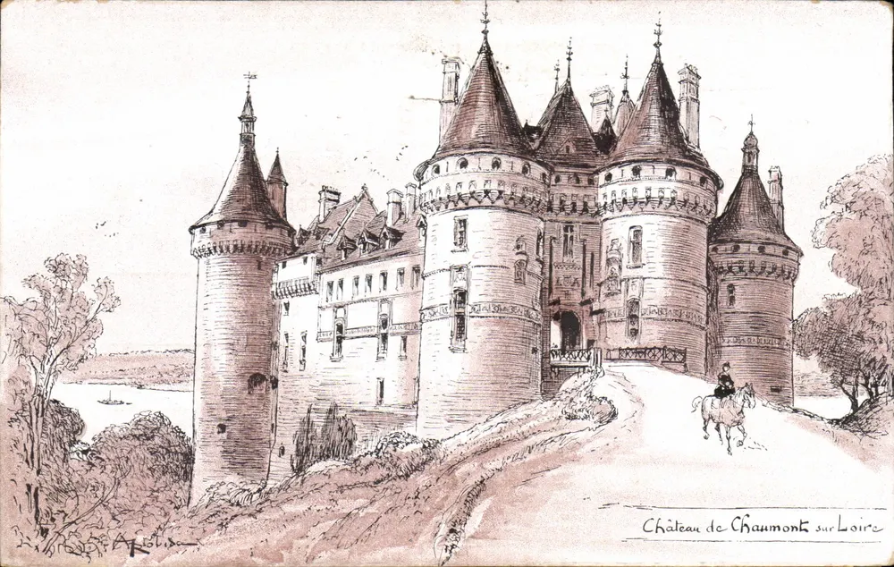 Kasteel van Chaumont-sur-Loire — tekening in inkt — uitgever A. T. L. Dumas, Serie G - Voorkant