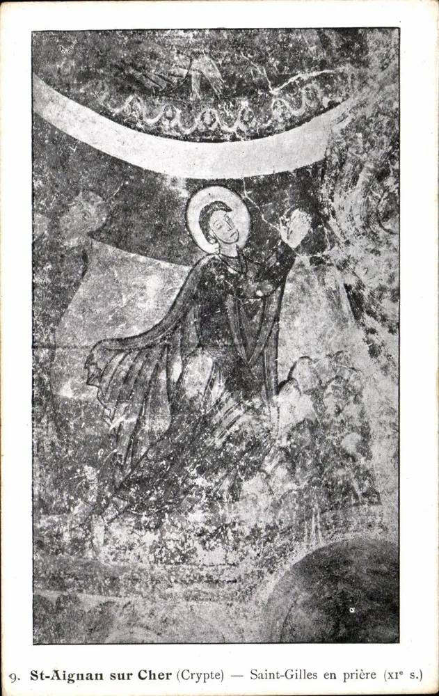 St-Aignan-sur-Cher — Krypta — Saint-Gilles in Gebet (11. Jahrhundert) - Vorderseite