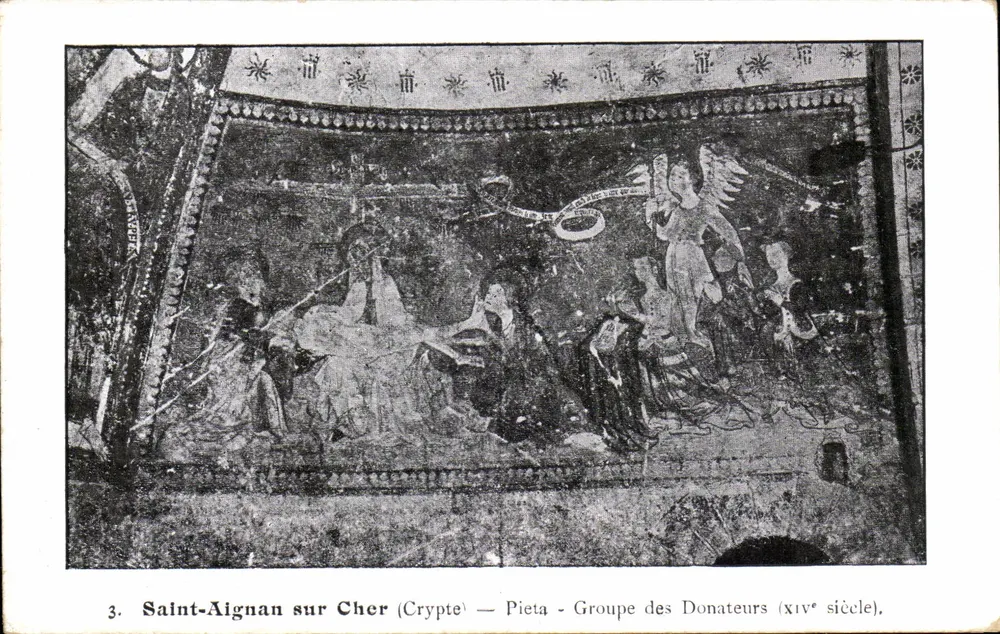 Saint-Aignan-sur-Cher — Pietà und Gruppe der Spender — Krypta, 14. Jahrhundert - Vorderseite