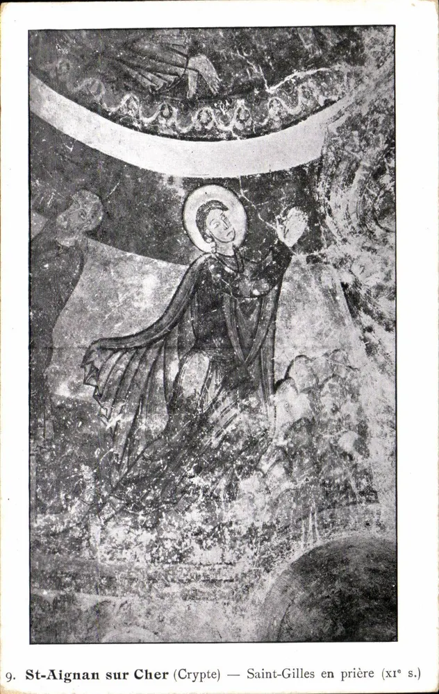 St-Aignan sur Cher — Krypta — Saint-Gilles in Gebet (11. Jahrhundert) - Vorderseite