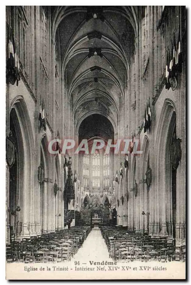 Igreja da Trindade — Interior da Nave, XIV, XV e XVI séculos — Vendôme - Frente