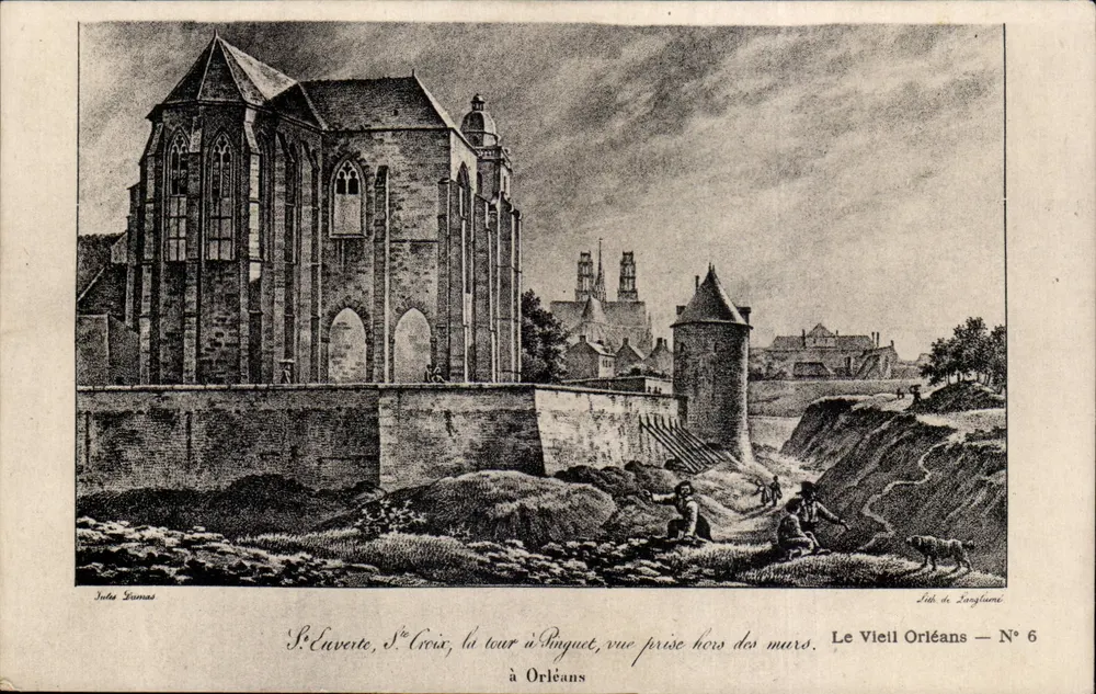 Sainte-Croix, a torre de Bouquet, vista tirada fora dos muros — O Velho Orléans — N° 6 — Jules Langué - Frente