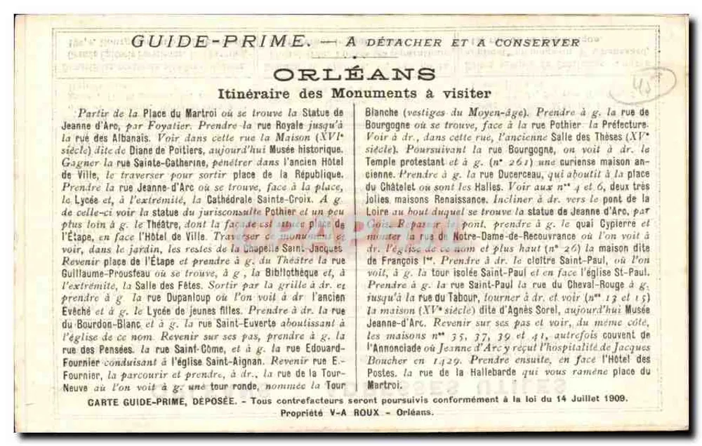 Orléans — Place de la République und Tour du Beffroi — Ansichtskarte Nr. 30, herausgegeben von der Lax-Postkarten-Sammlung - Rückseite