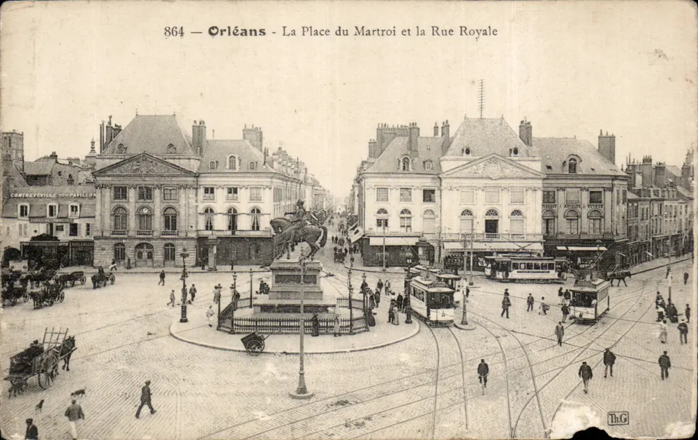Orléans — La Place du Martroi und die Rue Royale — Contrexeville & Pavillon, n°864 - Vorderseite